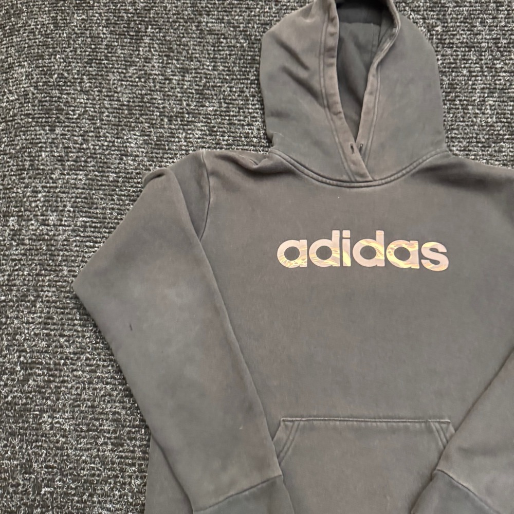 Adidas Pullover Hoodie Faded Black Camo Logo Graphic Sweatshirt Mens Medium - Picture 9 of 13